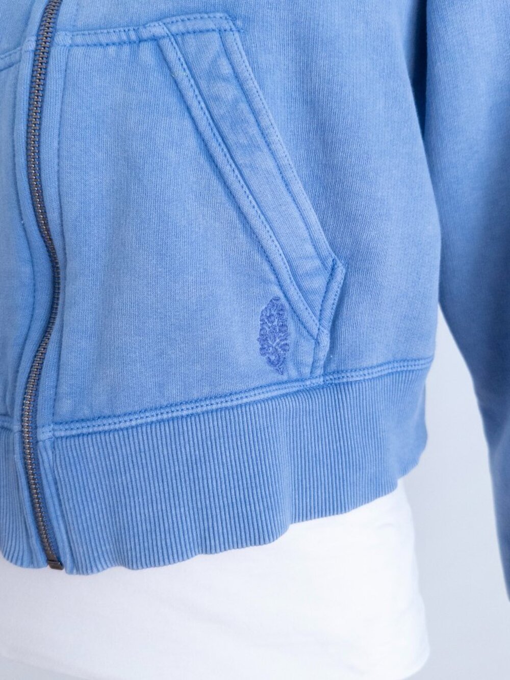 Free People FP Movement Zip Up Hoodie Cropped Oversize Size XS/SM Dusk Blue - Picture 5 of 11